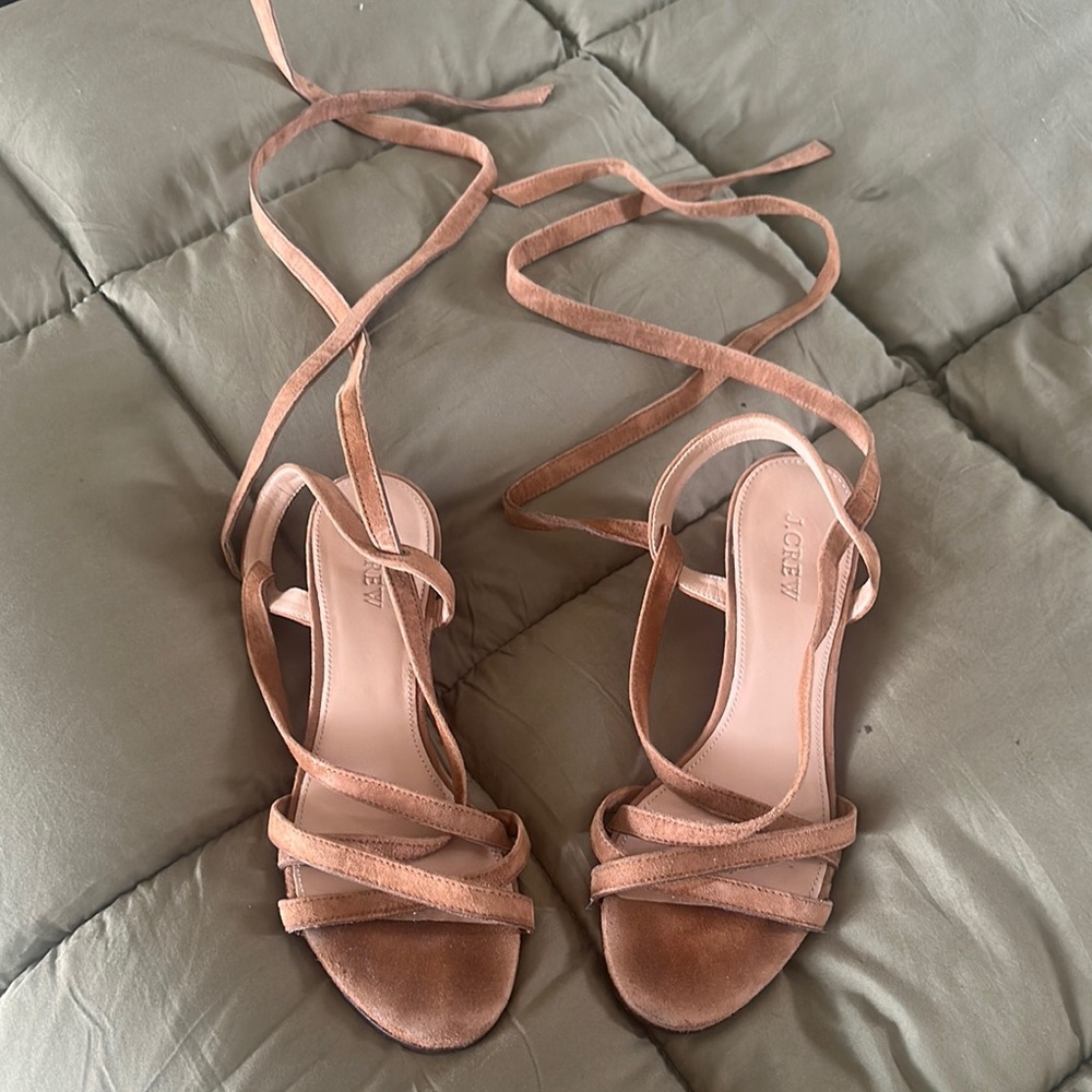 J. Crew Tan Strappy Sandals with Ankle Strap